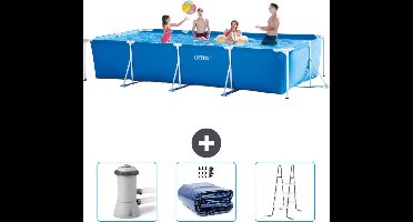 Intex Rechthoekig Frame Zwembad - 450 x 220 x 84 cm - Blauw - Inclusief Zwembadfilterpomp - Solarzeil - Ladder