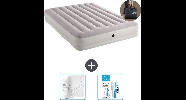 Intex Luchtbed - 2-Persoons - 152 x 203 x 30 cm - Grijs - Inclusief pomp - Hoeslaken en Reparatieset