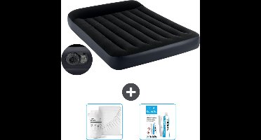 Intex Luchtbed - Twijfelaar - 137 x 191 x 25 cm - Blauw - Inclusief pomp - Hoeslaken en Reparatieset