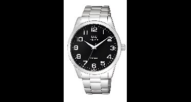 Q&Q C23A-005VY-Superior-All Steel - Horloge - Analoog -Heren- Stalen band - Rond - Metaal - Cijfers - Zilverkleurig - Zwart-Datum