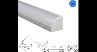 Led strip profiel hoek incl. afdekkap - Hoekprofiel van 2M - Voordeelset van 2x 2M hoekprofiel - Led hoekprofiel - Wit