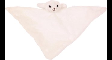 Pia soft toys Knuffeldier Schaap/lammetje - zachte pluche stof - tuttel/knuffeldoekje - wit - 45 cm - baby/peuter