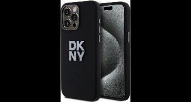 DKNY Silicone Metal Logo Back Case - Geschikt voor Apple iPhone 15 Pro Max (6.7") - Zwart