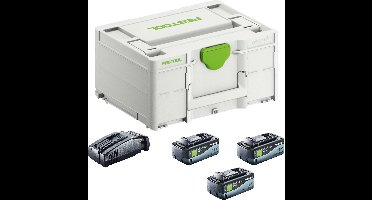 Festool SYS 18V 3x8,0/SCA16 Energieset 3x accu 18 V 8,0 Ah ( 3x 577323 ) + lader ( 576953 ) + Systainer
