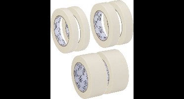 Black & Decker Afplaktape/schilderstape - 2 x 3 maten - wit - 19/25/50mm x 5m - binnen/buiten