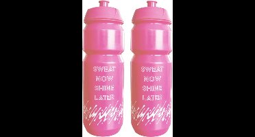 XQMax Waterfles / drinkfles / sportfles - 2x - roze - 750 ml - kunststof