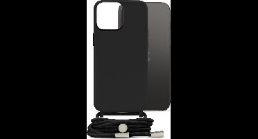 Mobilize Telefoonhoesje geschikt voor Apple iPhone 14 Pro Max Flexibel TPU | Mobilize Lanyard Gelly Hoesje met koord - Zwart