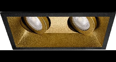 Premium platte Inbouwspot Yigit Zwart met goud Rudolf Wit Verdiepte dubbele spot Extra Warm Wit (2700K) Met Integral LED