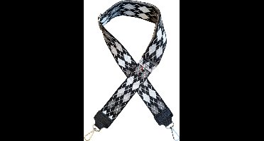 VIQRI - Tashengsels - Tassen riem - Bagstrap - Zwart - Wit - Grijs - Verstelbaar - Zilver - 130 cm