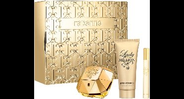 Paco Rabanne Lady Million Giftset - 80 ml eau de parfum spray + 10 ml eau de parfum spray + 100 ml bodylotion - cadeauset voor dames