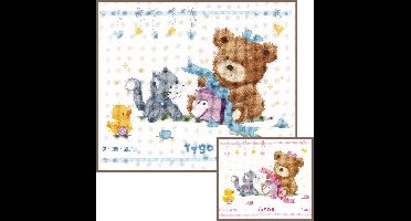 borduurpakket PN0157028 "geboortecadeautje", geboorte (incl. blauw/rose garen)