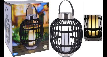 ProGarden Lantaarn met kaars solar LED 35 cm zwart