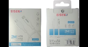 EISENZ EZ029 USB-C naar USB-C Kabel 2 Meter – Snellaad & Data Kabel voor iPhone 15, Samsung, Tablets en USB-C Apparaten