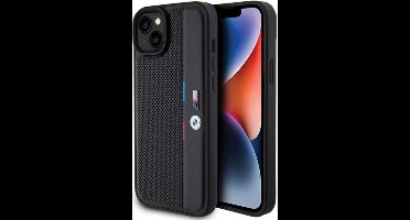 BMW M Perforated Tricolor Back Case - Geschikt voor Apple iPhone 15 Plus (6.7") - Zwart