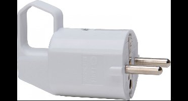 Kopp stekker met randaarde kunststof 7/VII zij-invoer met uitrekoog - wit