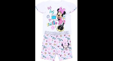 Babyset: witte blouse + roze short met glanzende elastische tailleband Minnie Disney Mouse