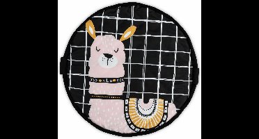 Asir Tapijt - 100 x 2 x 100 cm - Multicolor Rond Met Gekleurde Lama