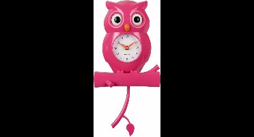 Karlsson Wandklok Owl Pendulum - Roze - 20x8.5x37.5cm - Wandklok Scandinavisch