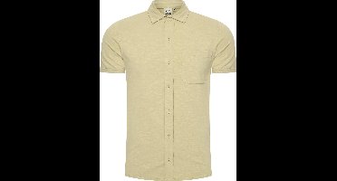 Mario Russo Korte Mouwen Overhemd - Overhemd heren - Polo Shirt Heren - t shirt heren - L - Licht olijfgroen