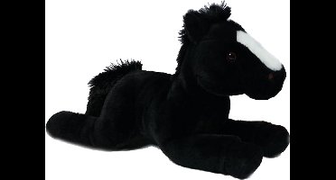 Pia soft Toys Knuffeldier lopend Paard - zachte pluche stof - premium kwaliteit knuffels - zwart - 35 cm - Paarden