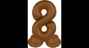 Folat - Staande folieballon Cijfer 8 Chocolate Brown - 41 cm