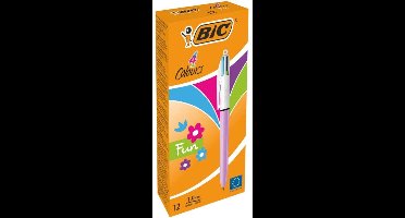 BIC 503815, Clip, Intrekbare balpen met klembevestiging, Groen, Roze, Paars, Turkoois, 12 stuk(s)