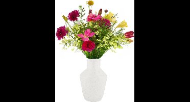 Dijk Natural Collections Bloemenvaas Splash - wit/goud - keramiek - D18 x H28 cm