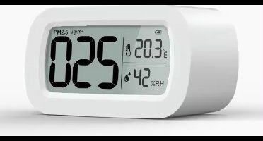 Yuconn PM2.5 Fijnstofmeter - Luchtkwaliteitsmeter - Met Thermometer en Luchtvochtigheidsmeter - voor Binnenshuis - Wit