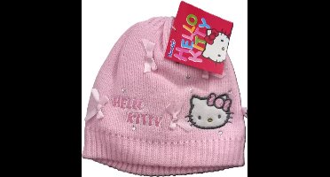 Hello Kitty muts - steentjes - roze - 50 cm