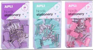 APLI - papierklem Nordic - 19 mm - pastelkleuren - 3 x 15 stuk
