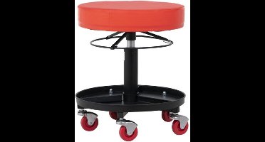 TOPGEAR - Werkplaats krukje - Verstelbaar - 5 Wielen - Rood - Ø 37 cm