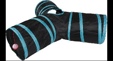 Duvoplus - Speelgoed Voor Dieren - Kat - Speeltunnel Labyrint 80x25cm Blauw/zwart - 1st