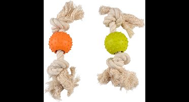 Duvoplus - Speelgoed Voor Dieren - Hond - Eco Rubber Bal Bamboe/rijst + Katoen 27x5x5cm Gemengde Kleuren - 1st