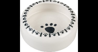 Duvoplus - Voerbak - Knaagdier - Eetkom Stone Bunny Paw L - 750ml - 16x16x6cm Wit/zwart - 1st