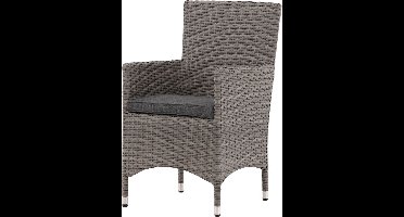 Malin tuinstoel met armleuningen incl. kussen, stapelbaar grijs.