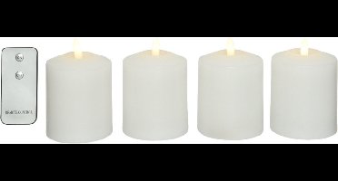 Lumineo LED kaarsen - 4x - wit - D7,5 x H11,5 - afstandsbediening - kerkkaarsen