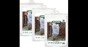 Nature plantenhoes met trekkoord - 6x stuks - H150 x D75 cm - wit - anti-vorst planten beschermhoes