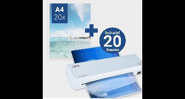 DESQ® Lamineermachine A4 New Generation Set 20 Hoezen | Voor 75 tot 125 micron | Start in 2 min. | Voor thuis en thuiskantoor | Documenten & Foto's | Steel blue