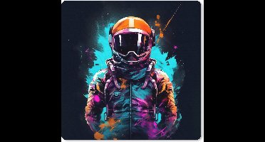 Muismat XXL 80x80 cm - Bureau onderlegger - Bureau mat Astronaut - Neon - Gaming - Ruimte - Bureaumat - Gaming mousepad xl - Bureaulegger groot - Computer deskmat - Geschikt voor Gaming Muis en Gaming PC set-up
