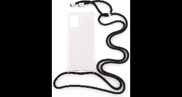 Shop4 - Geschikt voor Samsung Galaxy A02s/ A03s Hoesje - Zachte Back Case met Koord Zwart