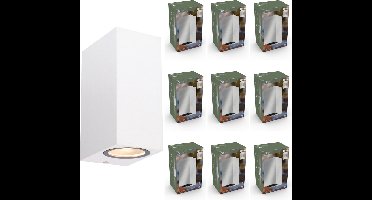 WallDeco LED Wandlamp vierkant wit - Schijnt naar boven en beneden - Voor binnen & buiten - 10 stuks