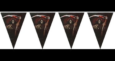 Horror/halloween thema vlaggenlijn feestslinger - magere Hein - plastic - 250 cm - Versiering/feestartikelen