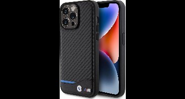 iPhone 15 Pro Backcase hoesje - BMW - Effen Zwart - Leer