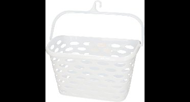 Plasticforte Wasknijpers ophang mandje aan haak - 26 x 15 x 21 cm - wit - kunststof
