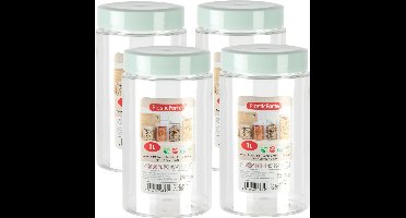 PlasticForte Voorraadpot/bewaarpot - 4x - 1L - kunststof - mint groen - B10 x H17 cm