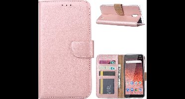 LuxeBass Boekhoesje geschikt voor Nokia 1 Plus - Rosegoud - telefoonhoes - gsm hoes - telefoonhoesjes