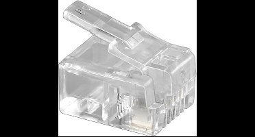 RJ11 krimp connectoren (6P4C) voor platte telefoonkabel - 10 stuks / transparant