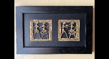 Chaque Decor Warli Brass Figurine Wall Art] Painting (With Frame)