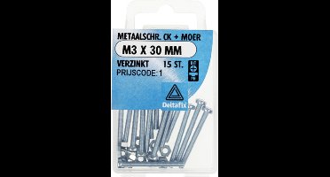 Metaalschroeven cilinderkop verzinkt m3x30mm
