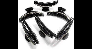 6 haarklemmen 10 cm zwart met strass